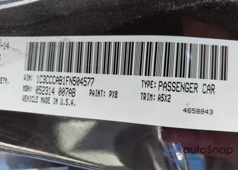 2015 Chrysler 200 Limited из США, поврежденный, VIN 1C3CCCAB1FN504577